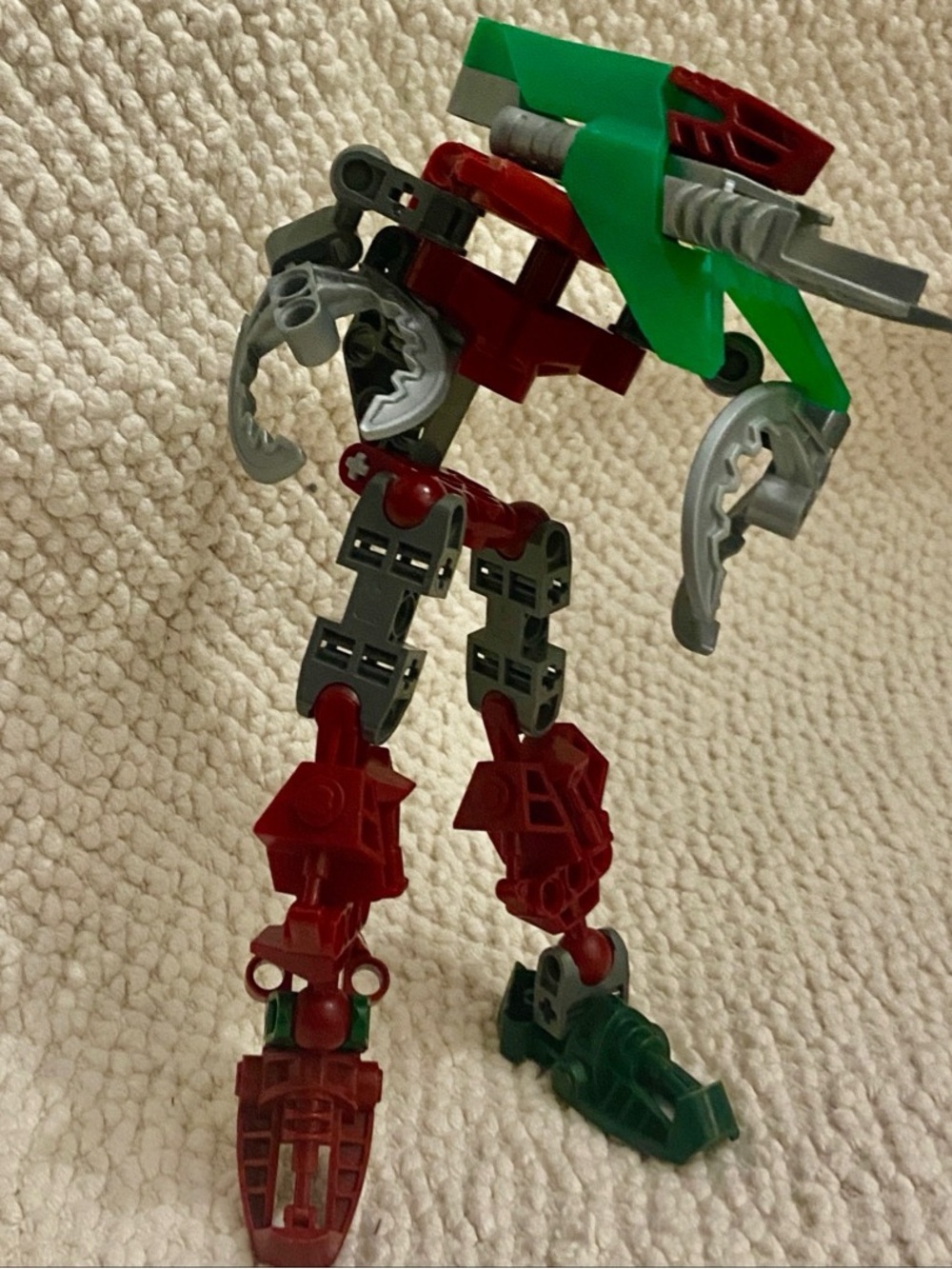Vintage, Rare, Lego, Bionicle Green/Burgundy Action Figure 7.5in x 4.5in